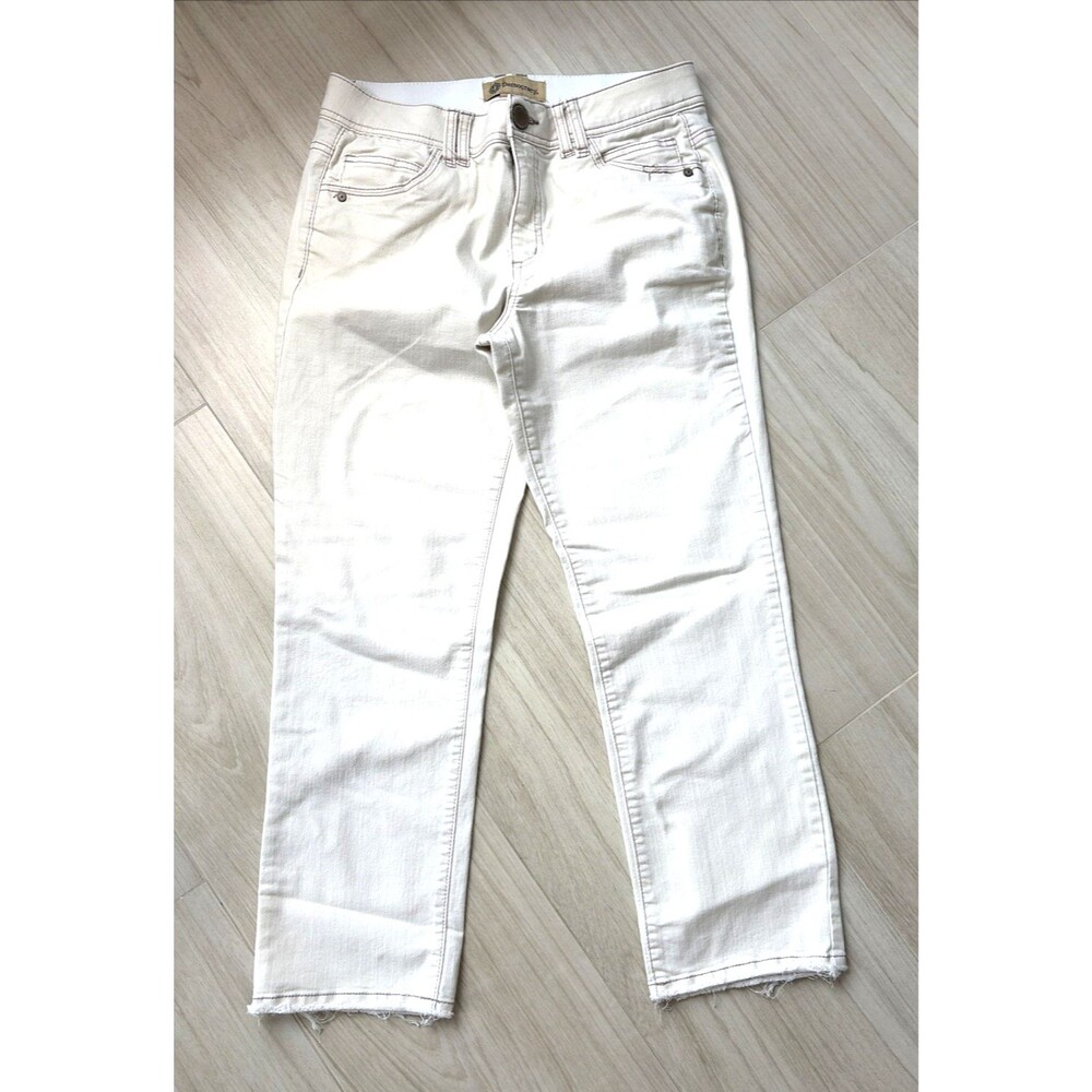 Democracy Ab Technology Tan Straight Leg Raw Hem Jeans Womens 8